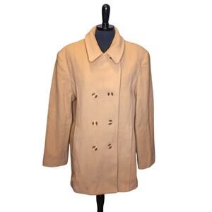 Fleet Street Wool Pea Coat Camel Tan Double Breasted Size 16 Classic